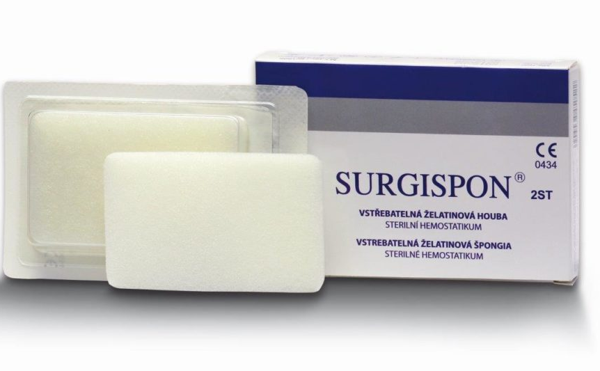 Губка гемостатична хірургічна стерильна желатинова SURGISPON®, СТАНДАРТ, 80x50x10мм, (10 шт.)