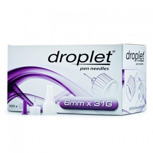 Голки для інсулінових шприців-ручок Droplet 6 мм x 31G , 100 шт.